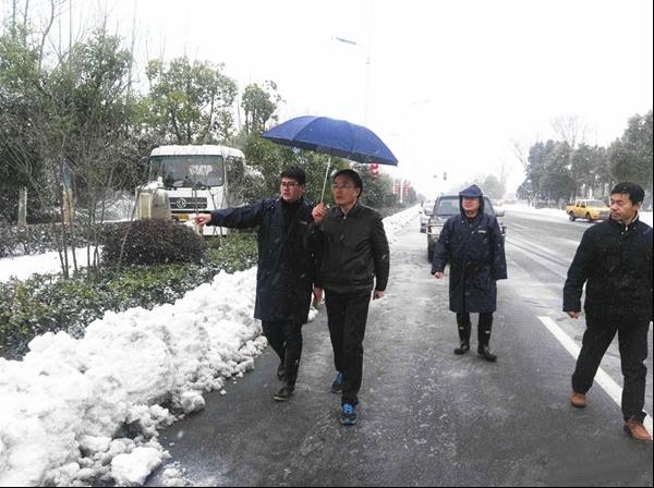 市政府王民生副市长冒雪检查城区除雪保绿工作