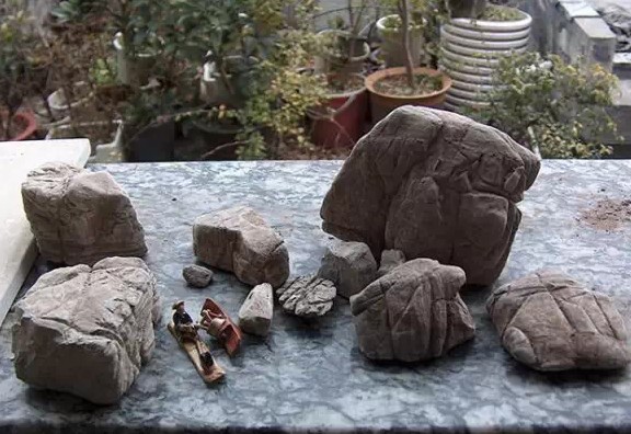 废弃地板砖也能制作精美水旱盆景2